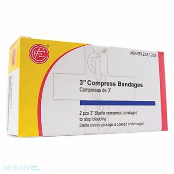 GRAINGER APPROVED Bandage Non-Sterile White Gauze Box PK2, 482W62