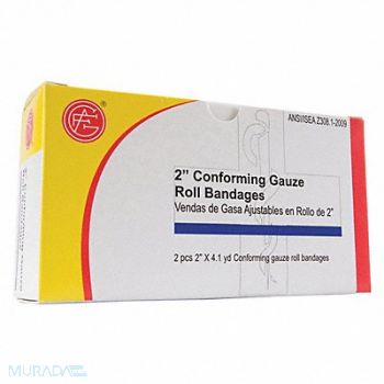 GRAINGER APPROVED Gauze Wrap Non-Sterile Wht Gauze Box PK2, 482W67