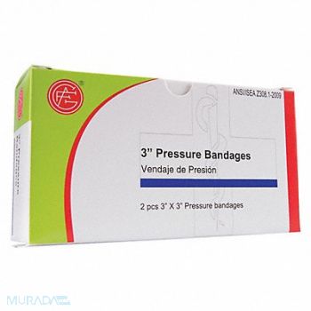 GRAINGER APPROVED Bandage Sterile White Gauze Box PK2, 482W77