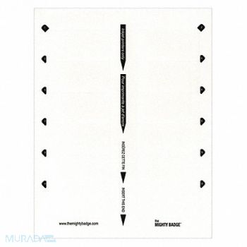 MIGHTY BADGE Insert 1-1/2x3 Inserts Blank Legend PK5, 482Y31