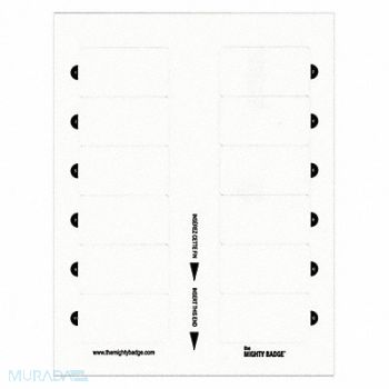 MIGHTY BADGE Insert 1-1/2 x 2-3/4 Blank Legend PK5, 482Y38