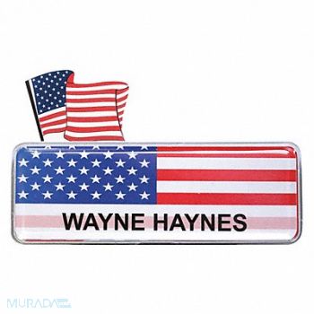 MIGHTY BADGE Badge USA Flag Blank Legend PK10, 482Y58