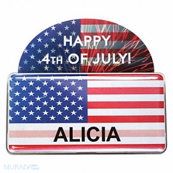 MIGHTY BADGE Badge USA Flag Blank Legend PK10, 482Y59