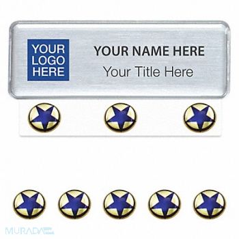 MIGHTY BADGE Badge Laser Blank Legend PK10, 482Y91