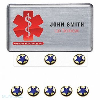 MIGHTY BADGE Badge Star Laser Blank Legend PK10, 482Y95