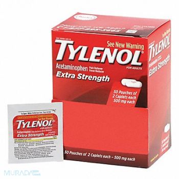 TYLENOL Pain Relief Tablet 500mg Size PK50, 483T58