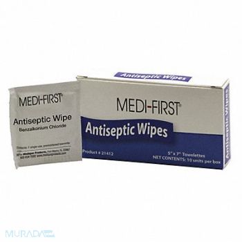 GRAINGER APPROVED Antiseptic Wipes Wipes 0.500 oz PK10, 483T76