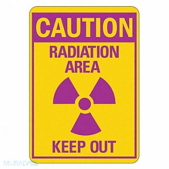 LYLE Radiation Caution Sign 14inx10in Alum, 484L23