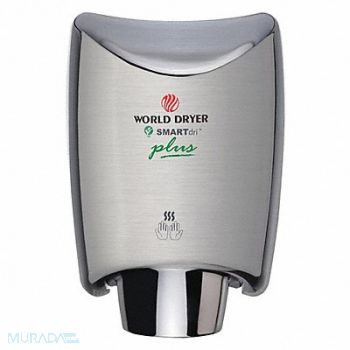 WORLD DRYER Hand Dryer SS Cover Silver Automatic, 485D07