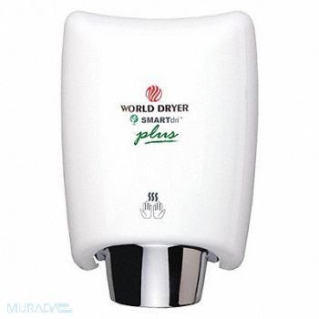 WORLD DRYER Hand Dryer Steel Cover White Automatic, 485D09