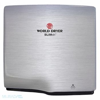 WORLD DRYER Hand Dryer SS Cover Silver Automatic, 485D17