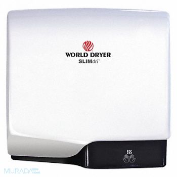 WORLD DRYER Hand Dryer Alum Cover White Automatic, 485D18