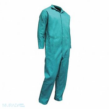 CHICAGO PROTECTIVE APPAREL Flame-Res. Coverall Hem Cuff Green 3XL, 487P67