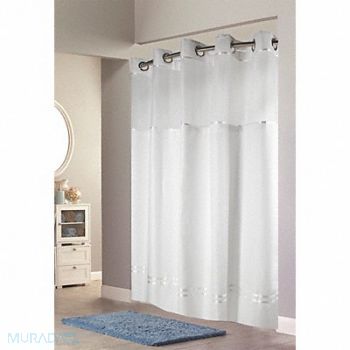 HOOKLESS Shower Curtain 74 in L 71 in W White, 488G22