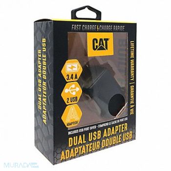 CAT USB Wall Outlet Charger Black, 488H40