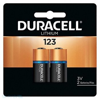 DURACELL Battery Lithium Size 123 3VDC PK2, 488Z79