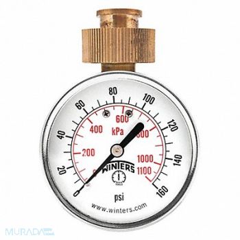 WINTERS Pressure Gauge 0 to 160 psi Range, 489F24