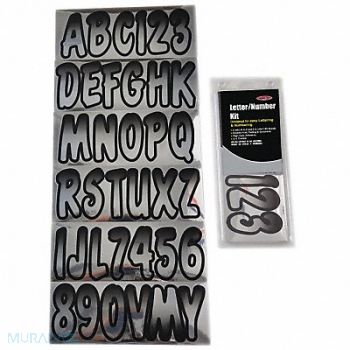 HARDLINE PRODUCTS Number and Letter Combo Kit Chrome/Black, 48FV37