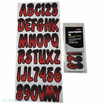 HARDLINE PRODUCTS Number and Letter Combo Kit Red/Black, 48FV39