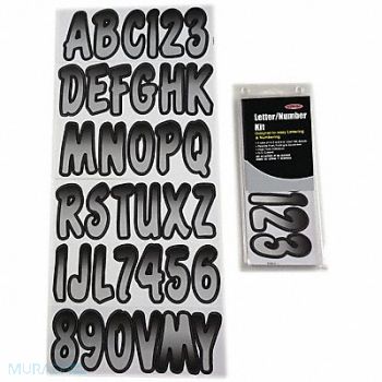 HARDLINE PRODUCTS Number and Letter Combo Kit Silver/Black, 48FV42