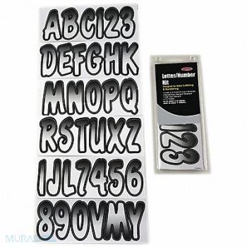 HARDLINE PRODUCTS Number and Letter Combo Kit White/Black, 48FV43