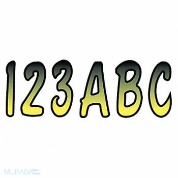 HARDLINE PRODUCTS Number and Letter Combo Kit Yellow/Black, 48FV44