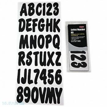 HARDLINE PRODUCTS Number and Letter Combo Kit Black 3 in.H, 48FV46