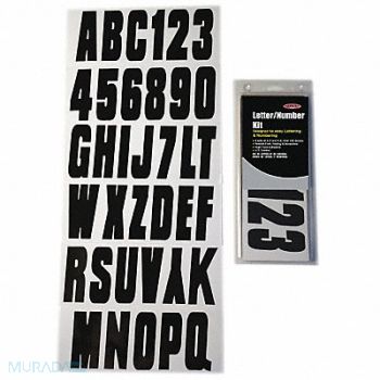 HARDLINE PRODUCTS Number and Letter Combo Kit Black 3 H, 48FV56