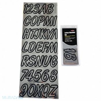 HARDLINE PRODUCTS Number and Letter Combo Kit Chrome, 48FV62