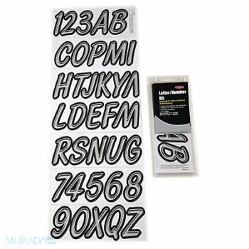 HARDLINE PRODUCTS Number and Letter Combo Kit Silver 3in.H, 48FV67