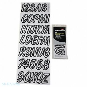 HARDLINE PRODUCTS Number and Letter Combo Kit White 3in.H, 48FV69