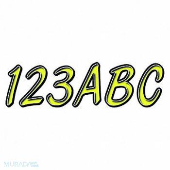 HARDLINE PRODUCTS Number and Letter Combo Kit Yellow 3in H, 48FV70