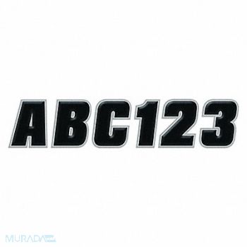 HARDLINE PRODUCTS Number and Letter Combo Kit Black/Silver, 48FV73