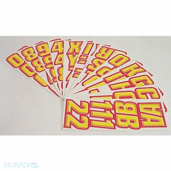 HARDLINE PRODUCTS Number and Letter Combo Kit Yellow/Red, 48FV82
