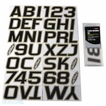 HARDLINE PRODUCTS Number and Letter Combo Kit Black 3in.H, 48FV99