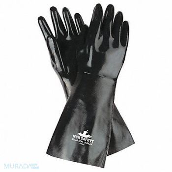MCR SAFETY Chemical Gloves L 18 L Blk PR, 48GG60