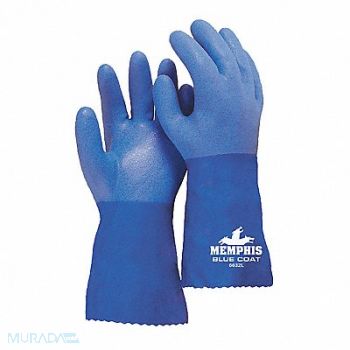 MCR SAFETY J4417 Chemical Gloves 3XL 12 in L Blue PVC PR, 48GG68