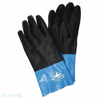 MCR SAFETY J4421 Chemical Gloves L 12 L Blue/Blk PR, 48GG85