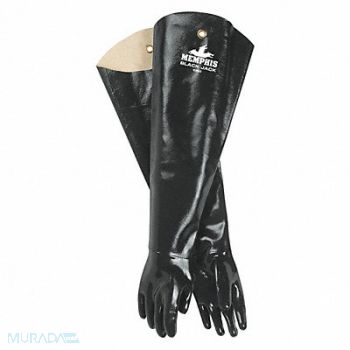 MCR SAFETY Chemical Gloves L 31 in L Blk PR, 48GG61