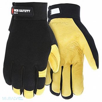 MCR SAFETY Coated Gloves 2XL Blk/Yellow Unlined PR, 48GL28