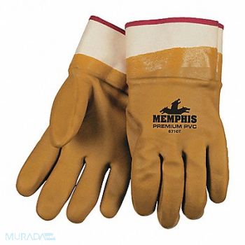 MCR SAFETY Chemical Gloves L 11-1/2 Tan PK12, 48GM59