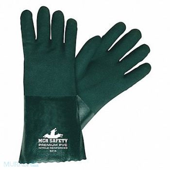 MCR SAFETY Chemical Gloves L 14 in.L Green PVC PK12, 48GM79