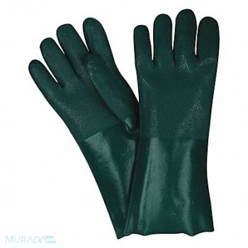 MCR SAFETY Chemical Gloves L 14inL HunterGreen PK12, 48GM82