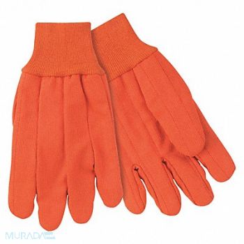 MCR SAFETY Coated Gloves Canvas L Hi-Vis Orng PK12, 48GM60
