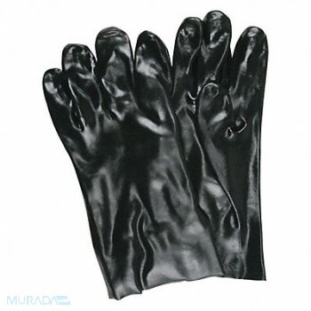 MCR SAFETY Chemical Gloves L 10 in L Smooth PVC PR, 48GM94
