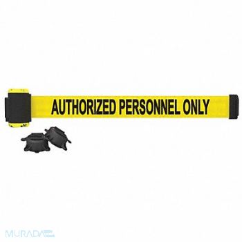 BANNER STAKES Magnetic Retrctble Belt Barrier 7ft Yllw, 48GR21