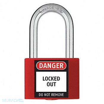 GRAINGER APPROVED J5186 Lockout Padlock KD Red 1-1/4 H, 48JR31