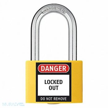 GRAINGER APPROVED Lockout Padlock KA Yellow 2 H PK3, 48JR52