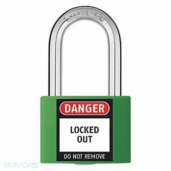 GRAINGER APPROVED J5186 Lockout Padlock KD Green 2 H, 48JR40