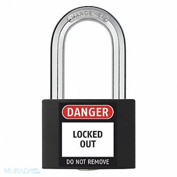 GRAINGER APPROVED J5186 Lockout Padlock KD Black 2 H, 48JR43